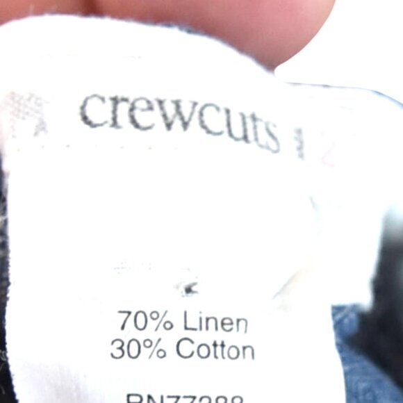 Crewcuts Kids Chambray Dress Size 2 Linen Blend Blue Long Sleeve Pockets - Picture 6 of 7